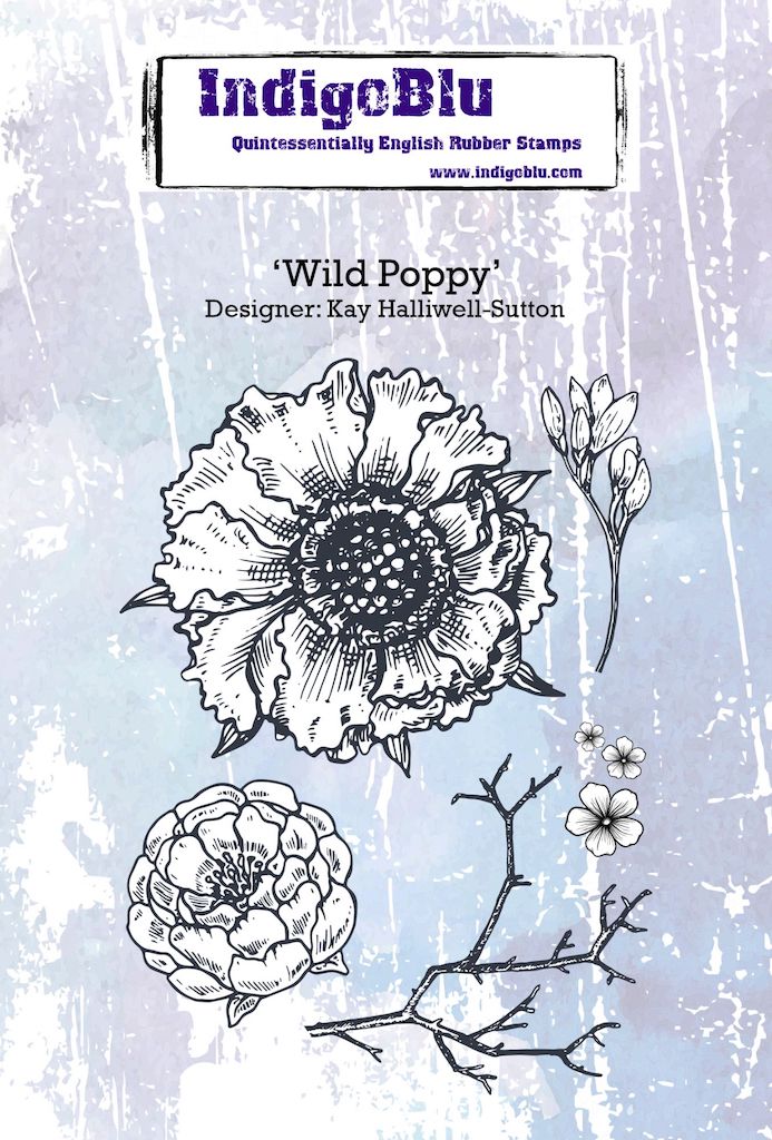 Wild Poppy A6 Red Rubber Stamp by Kay Halliwell-Sutton